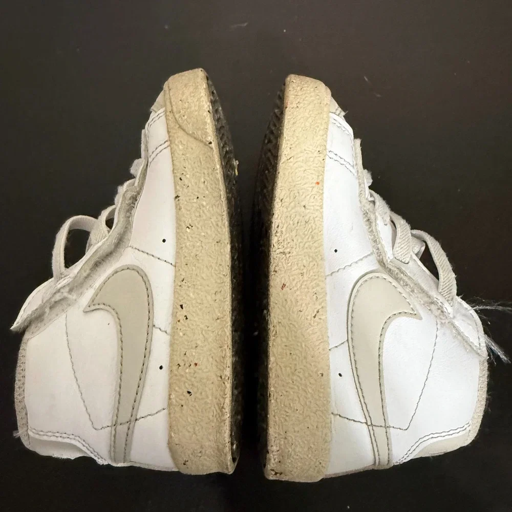 Nike Blazer Mid '77 Sneakers Toddler 6 White Beige Leather Lace-Up Classic Shoes